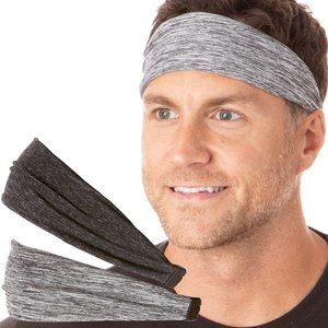Xflex 2pack Men's Heather Grey & Charcoal Adjustable Spandex Sport Headband Pack